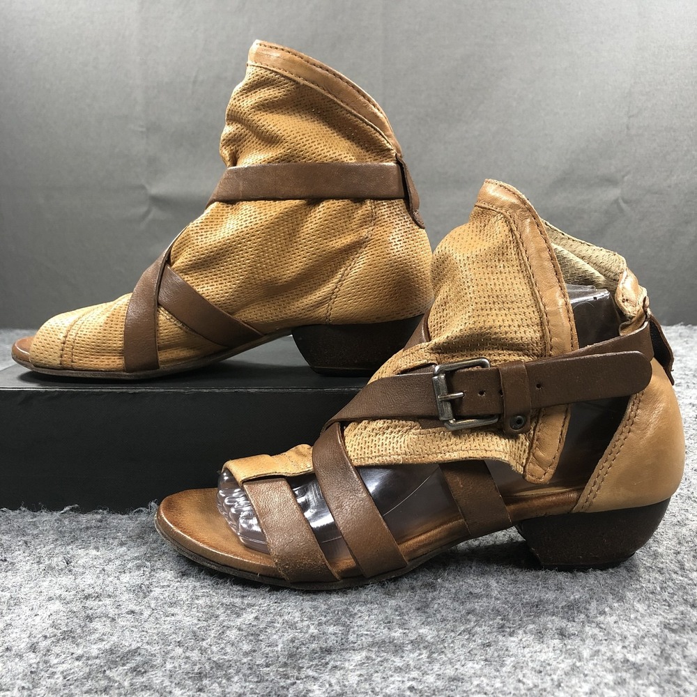 Miz Mooz Verona Sandals Womens 7.5 Brown Leather Strappy Gladiator Low Heel - Picture 3 of 16